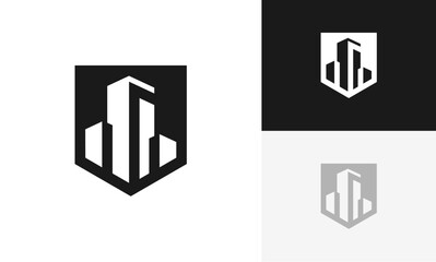 secure building, secure contruction logo icon design vector
