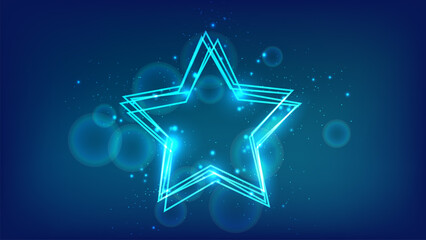 Neon frame in star form with shining effects and sparkles