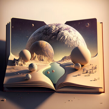 Opened book planets