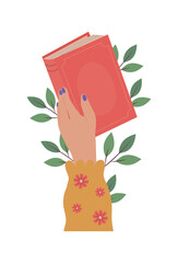 hand with book, book day