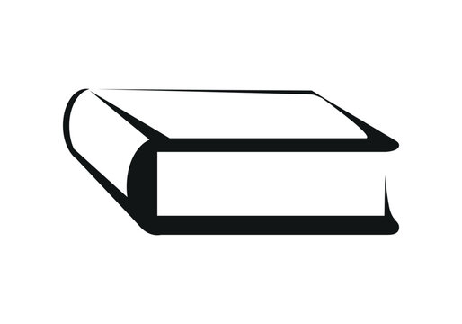 book - black and white vector symbol illustration of a closed book, white background