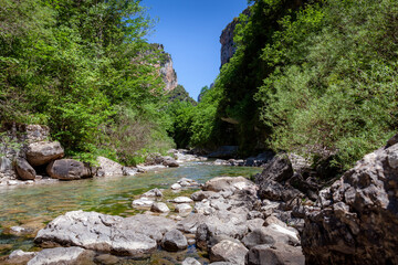 river in the pyrenees mountains near huesca