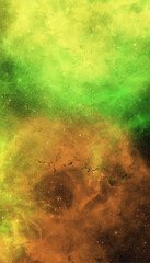 space background with green and orange spots