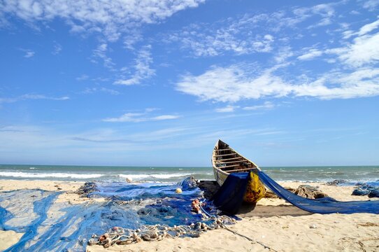 african fishing boat on the beach