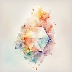 Geometrical watercolor painting, perfect background or wallpaper, pastel colors, hexagons