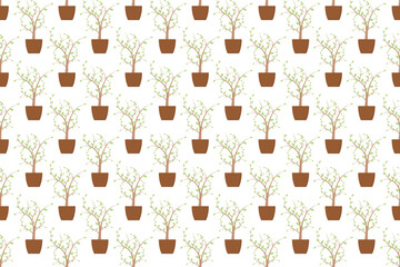 Plant in pot seamless pattern on white background vector design