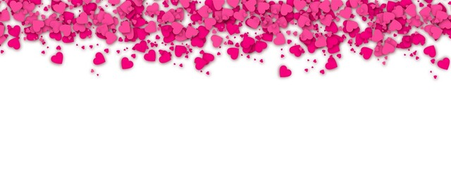 Love valentine background with pink petals of hearts on transparent background. Vector banner, postcard, background.The 14th of February. PNG image	