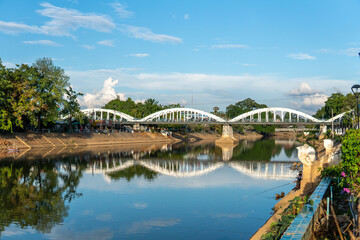 Ratsadaphisek Bridge the bridge over the Wang River in Lampang Province, Thailand