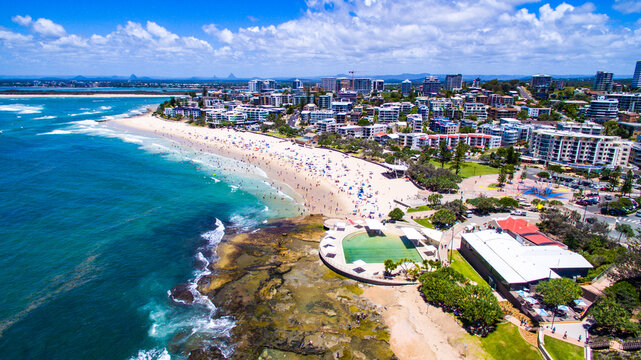Aerial image of Kings Beach, Caloundra on the Sunshine Coast of Queensland.