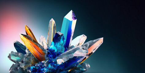 Beautiful geometric crystal formation. zen background. Generative ai