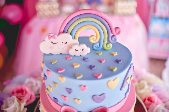 Adornos para festejos de cumplea&ntilde;os infantil nuves, arcoiris, unicornios, oro,fantasia
