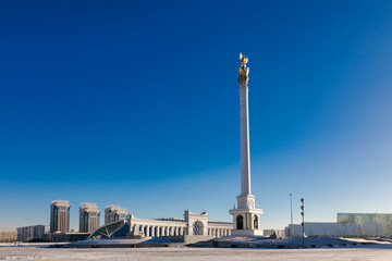 Kazakh Eli monument on Independence Square in Astana Kazakhstan
