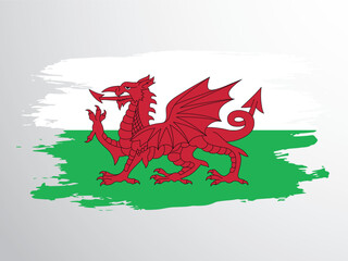 Wales vector flag painted with a brush