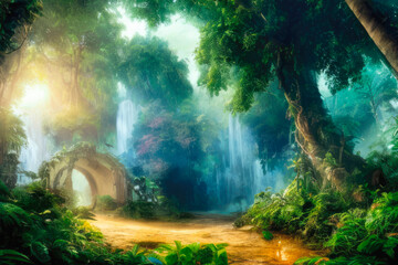 Fototapeta premium Breathtaking clearing in a lush jungle