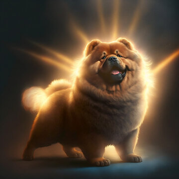 Chowchow dog with light Generative AI