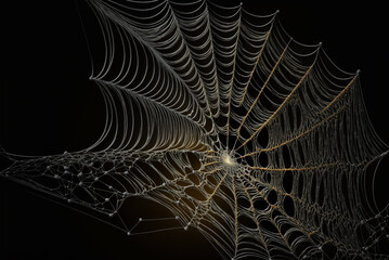 Spider Web cobweb on black background. Generative AI
