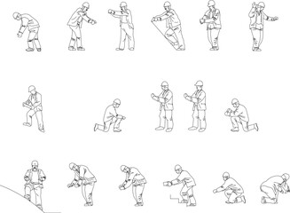 Fototapeta premium Vector sketch illustration of a construction worker with safety equipment