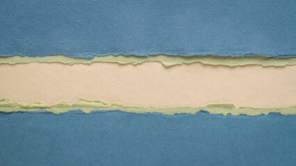 paper abstract in blue and beige with a copy space, blank web banner
