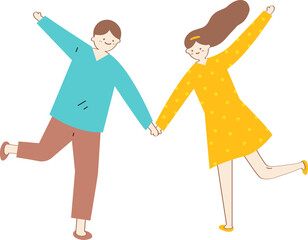 Couple hold hands each other