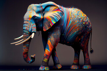 Obraz premium Elephant made of paint, paint splater