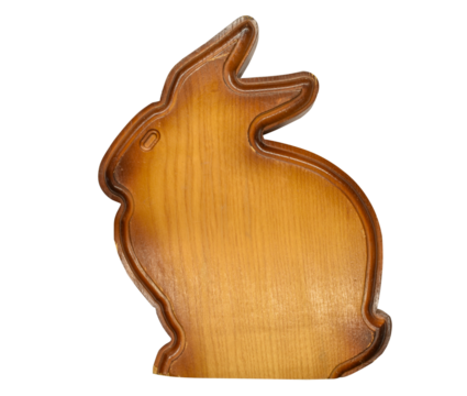 Close up of a wooden bunny.