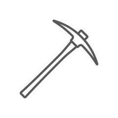 Pickaxe line icon. Minimalist icon isolated on white background. Pick axe simple silhouette.