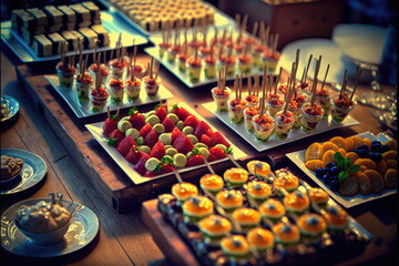buffet food, catering food party, Made by AI,Artificial intelligence - obrazy, fototapety, plakaty