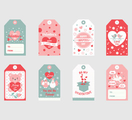 Labels for Valentine's Day. Gift tags for Valentine's Day. Holiday tags and labels. Vector graphics.