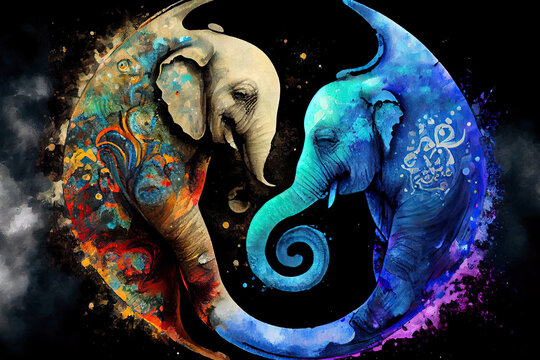 watercolor animal, watercolor elephant, watercolor art, painting