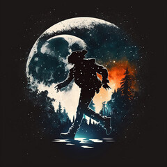silhouette of a person dancing moonwalker  - obrazy, fototapety, plakaty