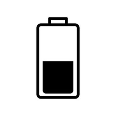 Battery half icon line isolated on white background. Black flat thin icon on modern outline style. Linear symbol and editable stroke. Simple and pixel perfect stroke vector illustration