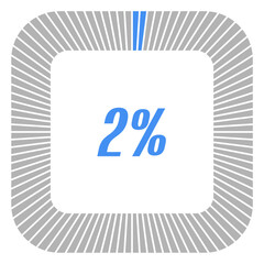 2 percent square shape percentage diagram for infographics,documents or reports. vector.
