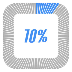 10 percent square shape percentage diagram for infographics,documents or reports. vector.