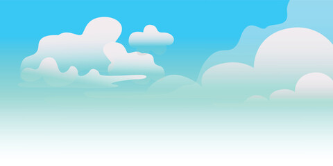 Blue sky with white fluffy cloud design clipart