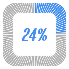 24 percent square shape percentage diagram for infographics,documents or reports. vector.