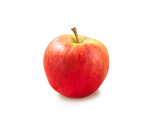 Roter Apfel mit Stengel vor weiss