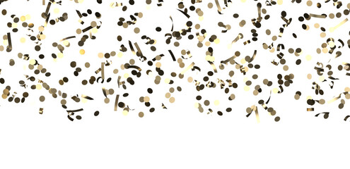 Glittering confetti on a transparent background. Holiday, birthday and Christmas decoration