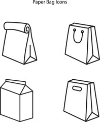 Paper bag lunch icon, paper bag shopping flat vector icon. Healthy meal. School lunch isolated on white background.