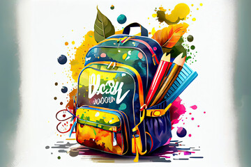 Back to school colorful vector concept. Cartoon illustration