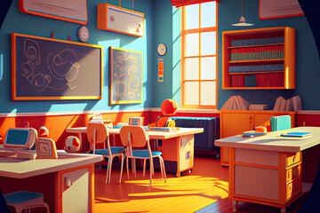 Elementary classroom, back to school concept