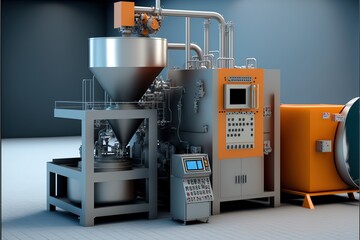 Food processing plant with advanced automation machine, concept of Robotic Automation and Industrial Automation, created with Generative AI technology