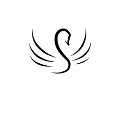 Fototapeta na wymiar Hand Drawn Logo Of Black Swan