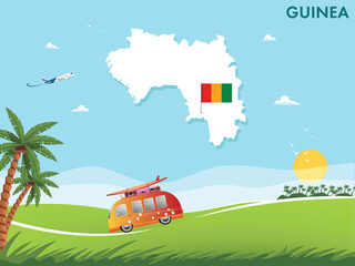 Fototapeta premium Guinea map with travel and tourism theme vector illustration design