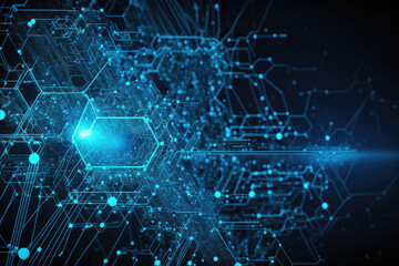 Obraz premium blue digital technology network background made by generative ai