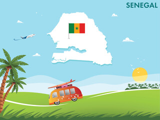 Fototapeta premium Senegal map with travel and tourism theme vector illustration design