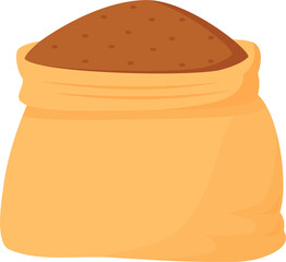 Bag with brown cereals semi flat color raster element. Full sized object on white. Storing grain. Product in store simple cartoon style illustration for web graphic design and animation