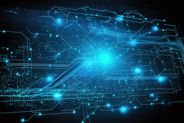 Obraz premium blue digital technology network background made by generative ai