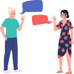 Native speakers exchanging greetings semi flat color raster characters. Full body people on white. Simple cartoon style illustration for web graphic design and animation © IMGvisualsCharacters