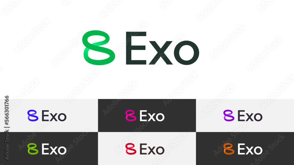 Fototapete Infinity Abstract Letter E Logo Minimal Linear Gradient Overlapping Loop with Editable Text and Easy to Customize Color Swatches Includes 7 Color Variations