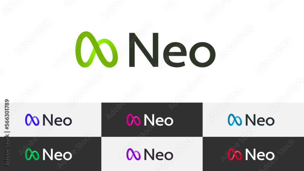 Fototapete Infinity Abstract Letter N Logo Minimal Linear Gradient Overlapping Loop with Editable Text and Easy to Customize Color Swatches Includes 7 Color Variations